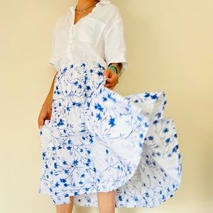 Woman within linen blend maxi skirt floral print